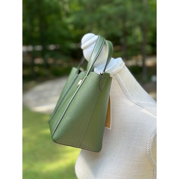 Michael Kors Amazon Green Hadleigh Small Double Handle Tote Messenger Bag - Picture 3 of 16